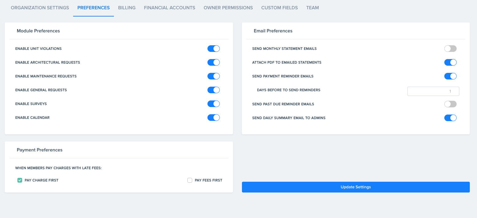 HOA accounting software gives more settings options.