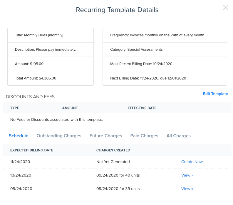 HOA accounting software lets you create recurring templates